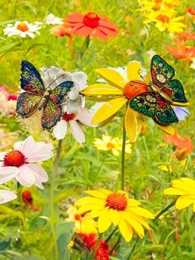Retro Mid-Century Style Brooch Set - Yellow Daisy, White Camellia & Butterflies